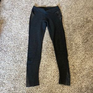 Dark Grey Leggings with faux leather panels Size S